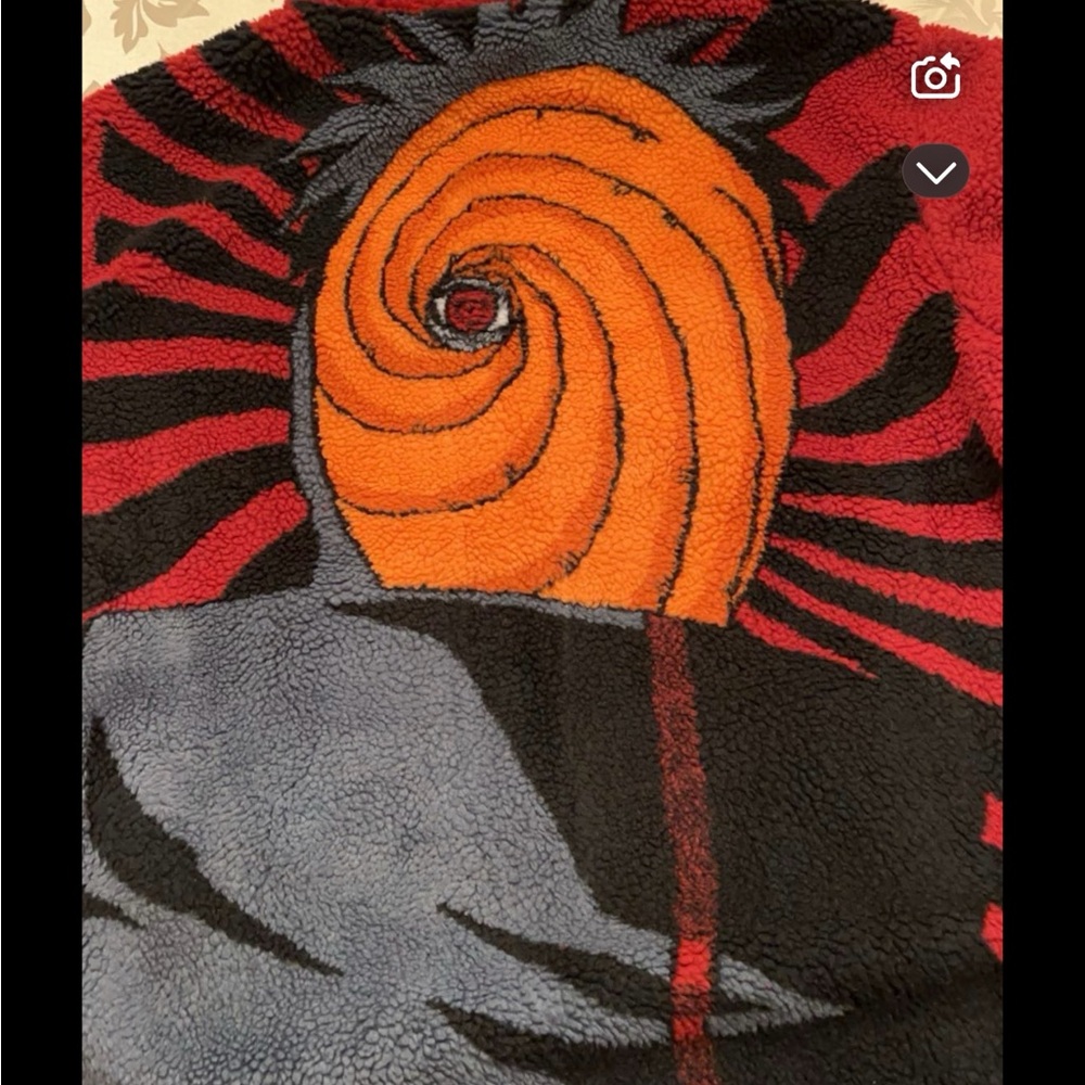 Orange and Black Graphic Fleece Jacket Hypland